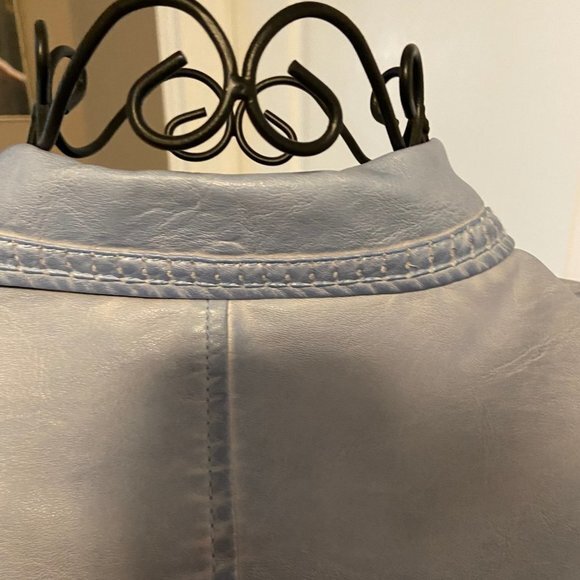 Point Zero Vegan Leather Jacket Sky Blue Size L NWT - Picture 5 of 16